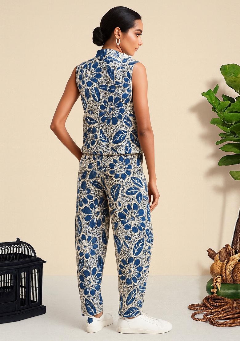 Dark Blue Crochet Denim Co-Ord Set - Indya