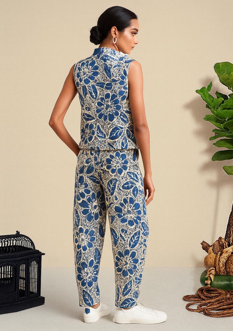 Blue Crochet Denim Co-Ord Set - Indya