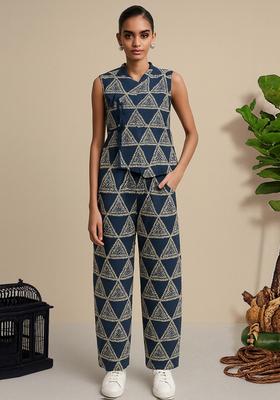 Dark Blue Crochet Denim Co-Ord Set
