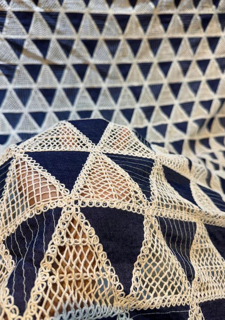 Dark Blue Crochet Denim Co-Ord Set - Indya