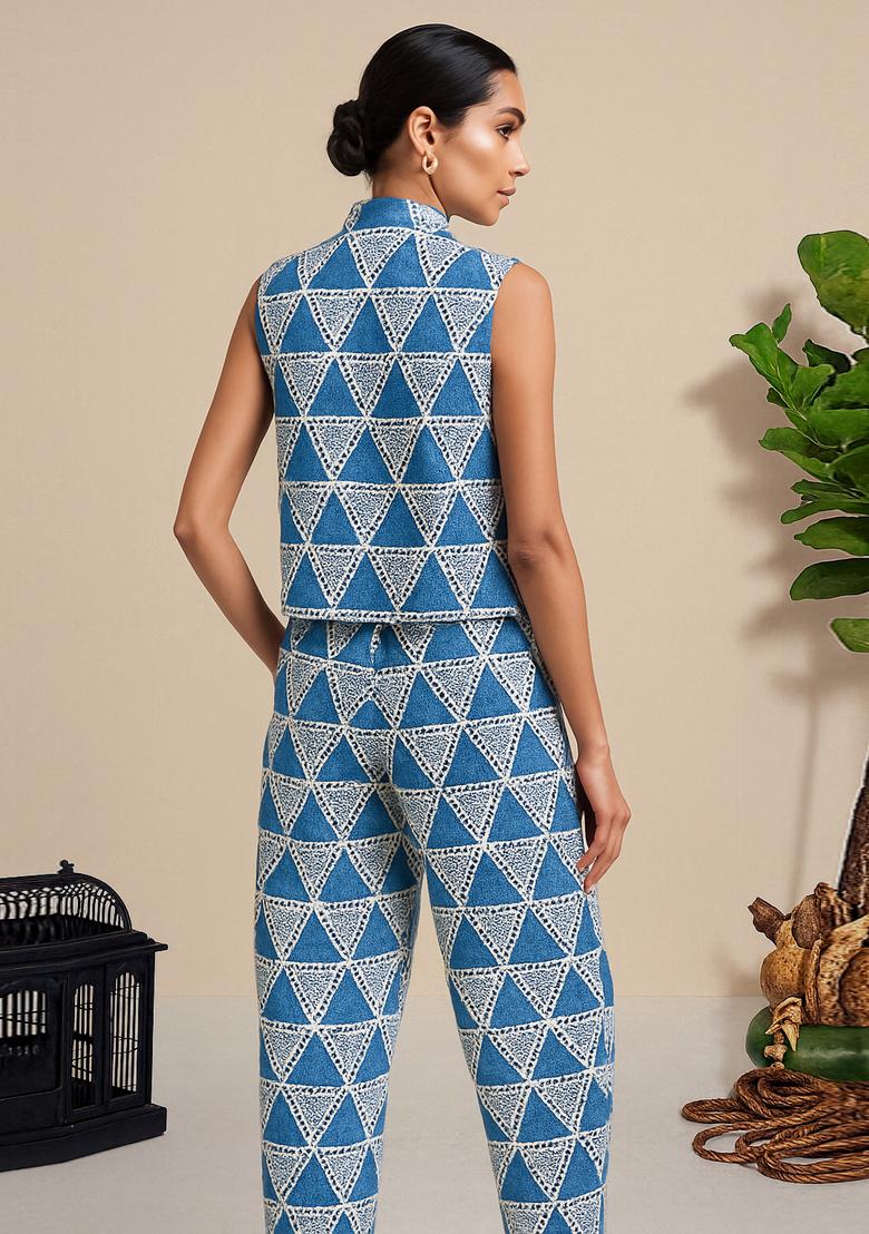 Blue Crochet Denim Co-Ord Set - Indya