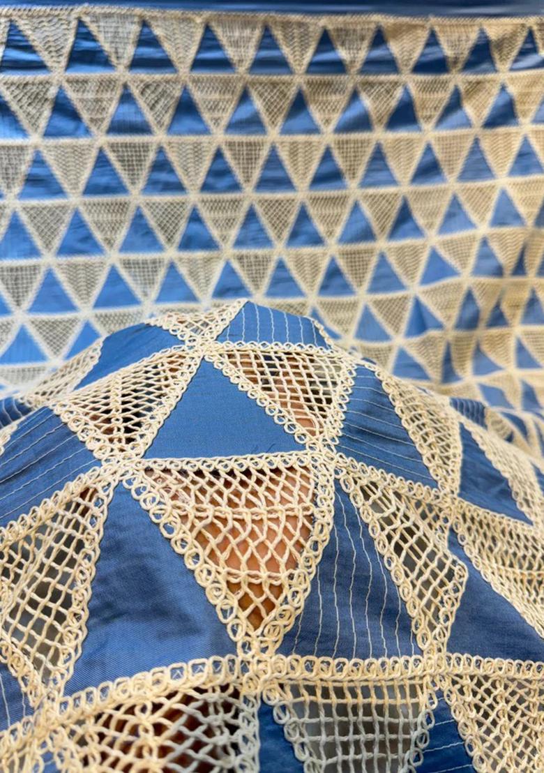 Blue Crochet Denim Co-Ord Set - Indya