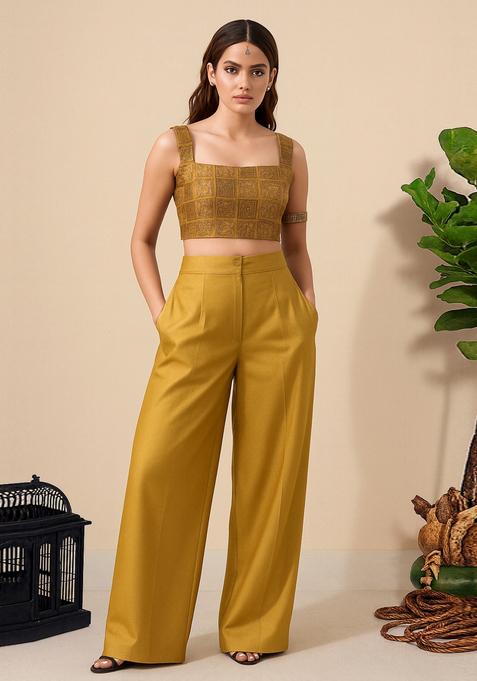 Yellow Brocade Co-Ord Set