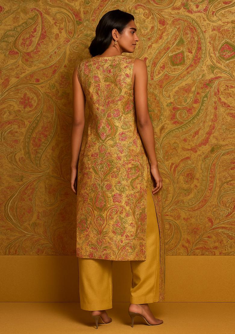 Yellow Jacquard  Co-Ord Set - Indya