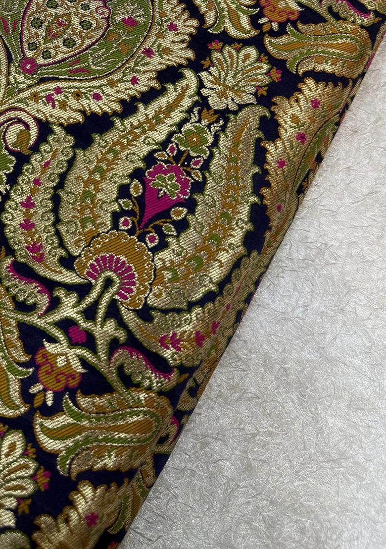 Navy Blue Brocade Kurta Set