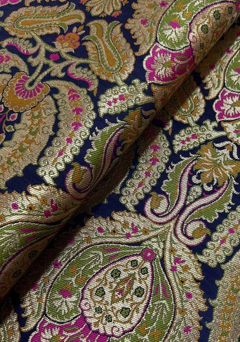 Navy Blue Brocade Kurta Set