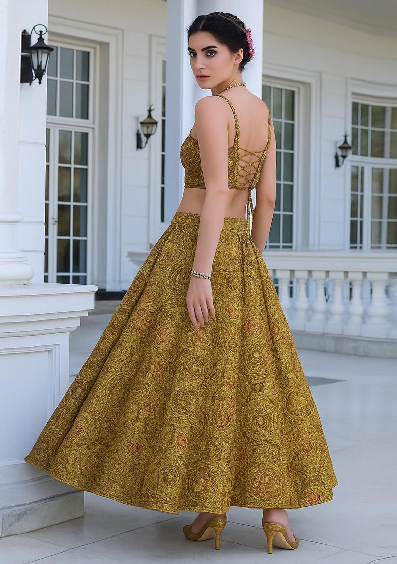 Gold Brocade Skirt Set