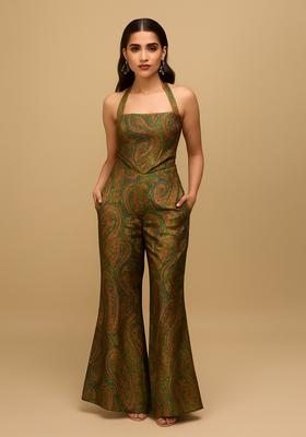 Green Brocade Co-Ord Set