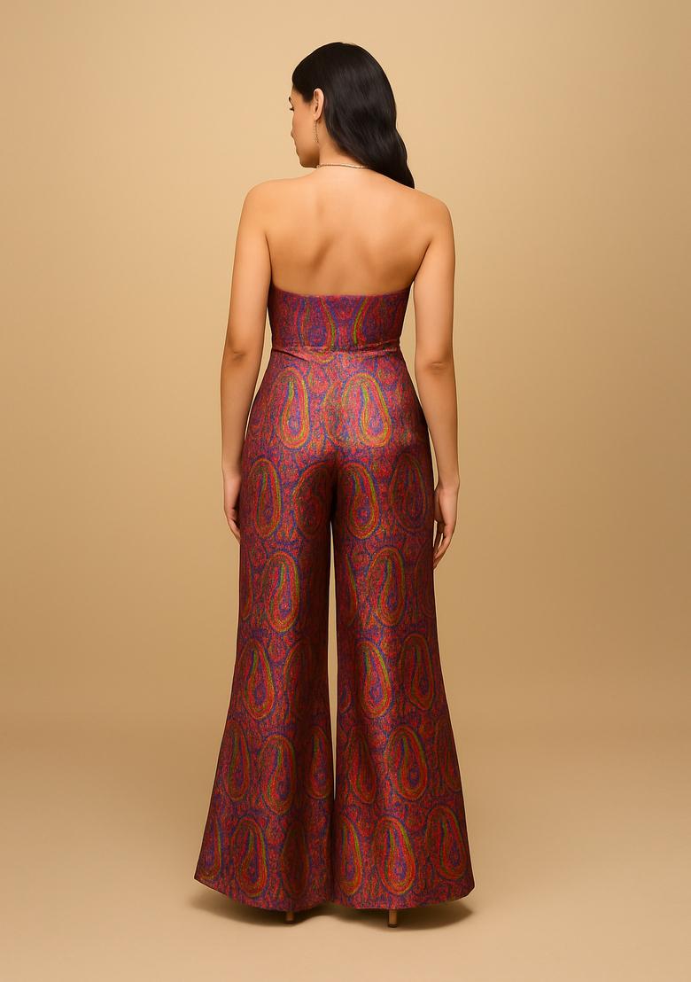 Maroon Jacquard  Co-Ord Set - Indya