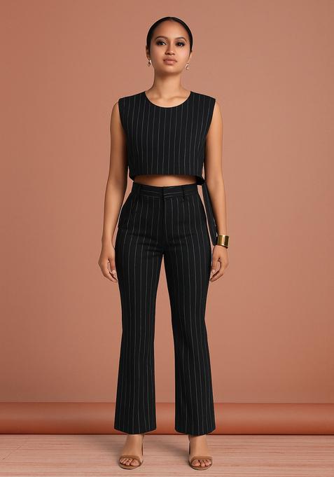 Black Striped Denim Co-Ord Set