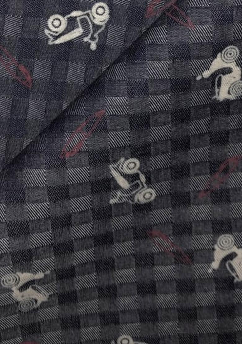 Dark Grey Jacquard Cotton Denim Co-Ord Set - Indya