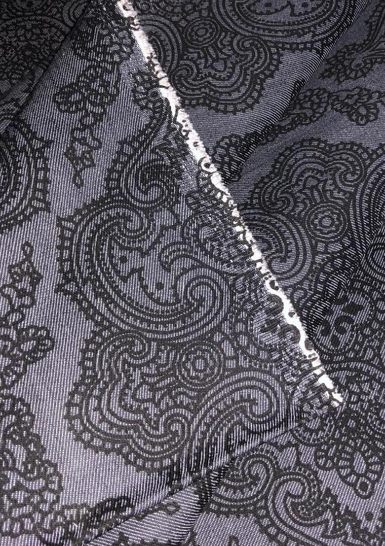 Dark Grey Jacquard Cotton Denim Co-Ord Set - Indya