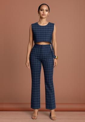 Blue Striped Cotton Denim Co-Ord Set