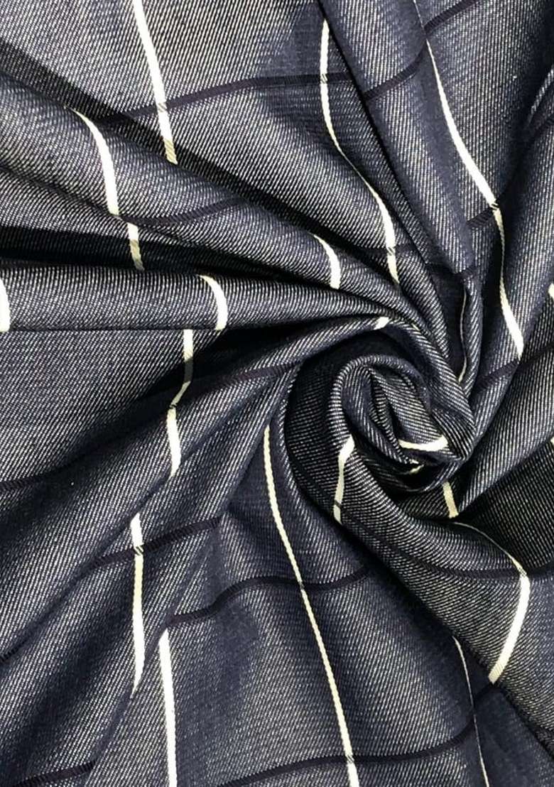 Blue Striped Cotton Denim Co-Ord Set for Diwali and Festive Wear - Indya