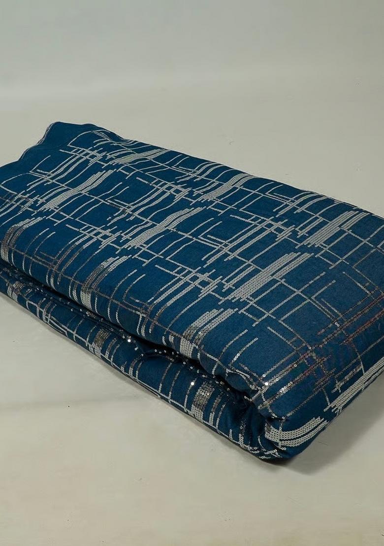 Blue Sequin Denim Co-Ord Set - Indya