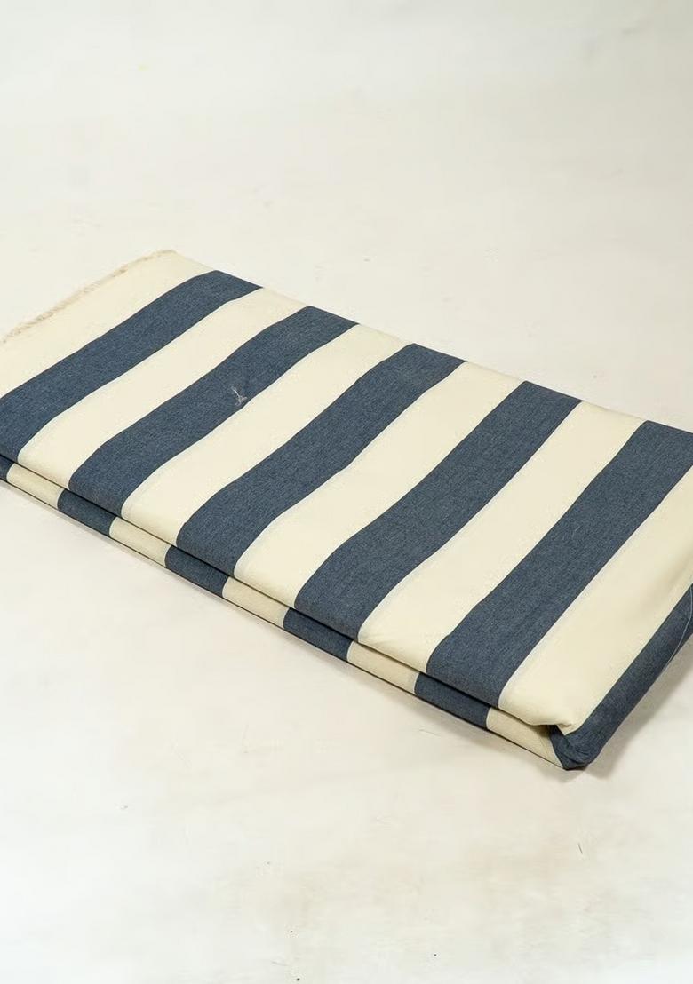 White And Blue Printed Denim Jacket Cords - Indya