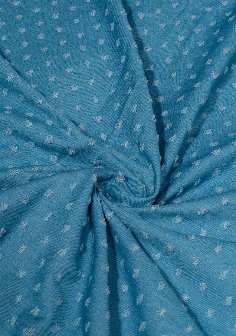 Sky Blue Cutwork Denim Jacket Cords - Indya