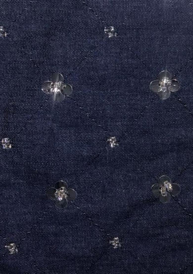 Blue Sequin Cotton Denim Co-Ord Set - Indya