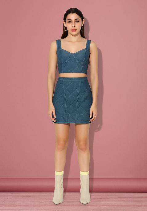 Sky Blue Dobby Denim Co-Ord Set