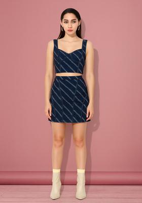 Blue Patchwork Cotton Denim Co-Ord Set