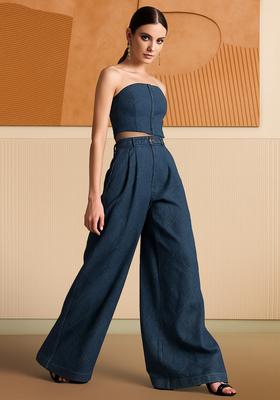 Sky Blue Dobby Denim Co-Ord Set