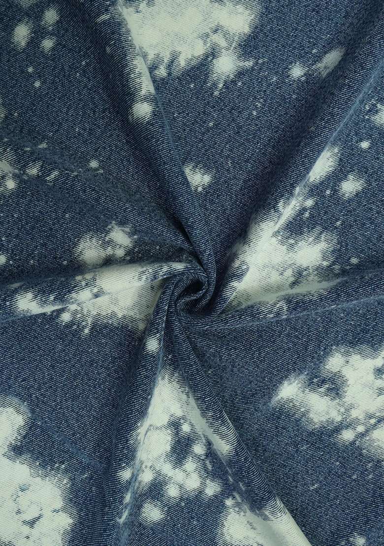 Blue Printed Denim Corset Blouse Co-Ord Set - Indya