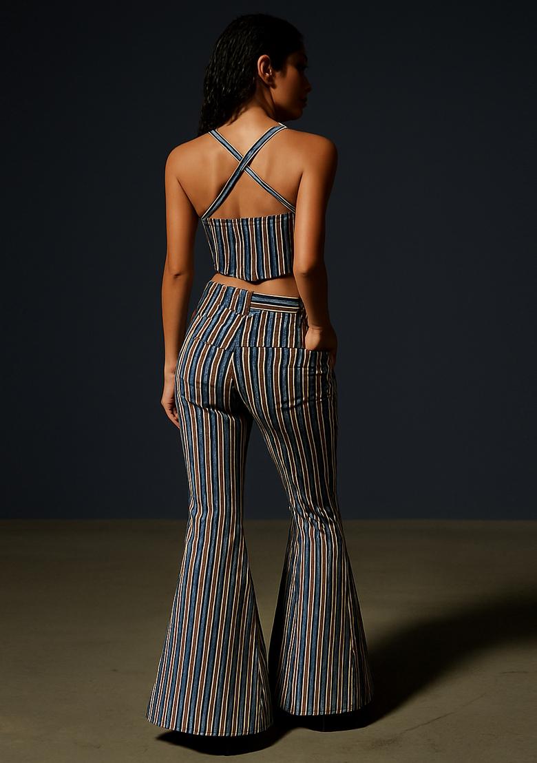 Dark Grey Printed Cotton Denim Co-Ord Set - Indya