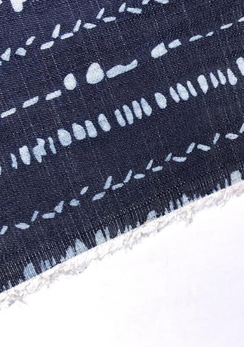 Dark Blue Printed Cotton Denim Co-Ord Set - Indya