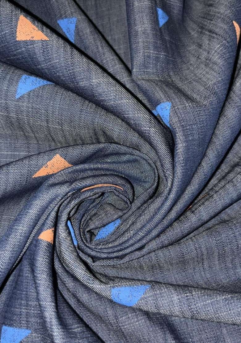 Blue Jacquard Cotton Denim Jacket Cords for Diwali and Festive Wear - Indya