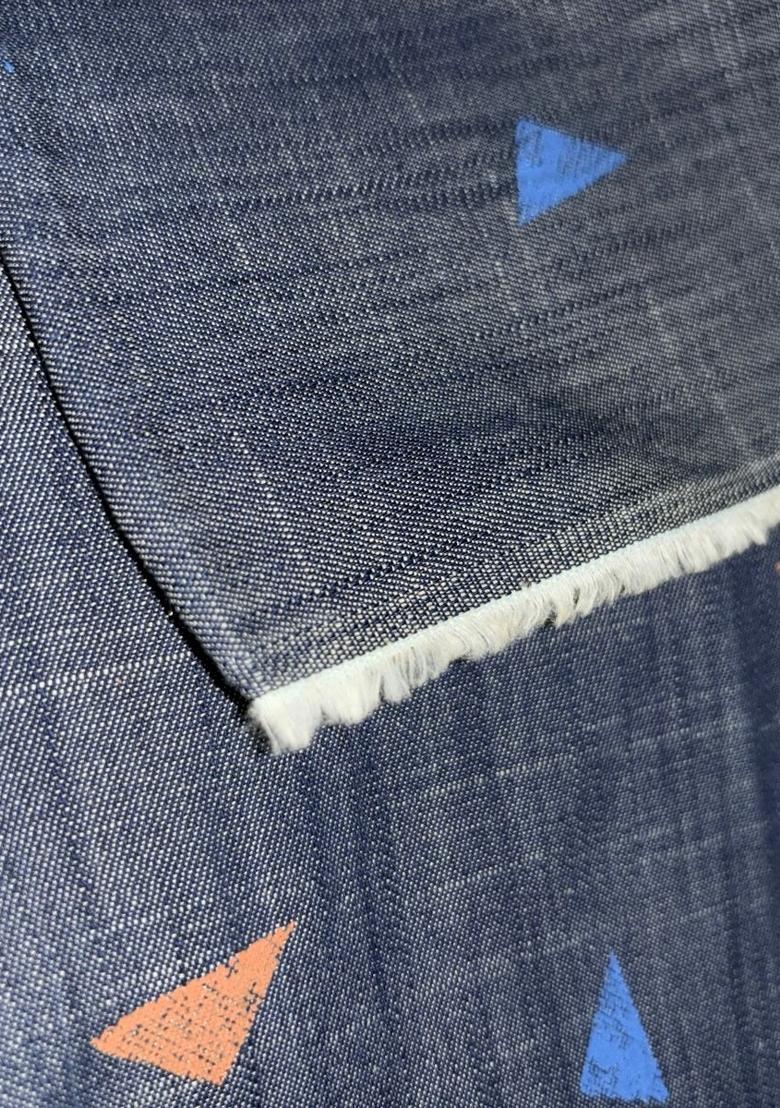 Blue Jacquard Cotton Denim Jacket Cords - Indya