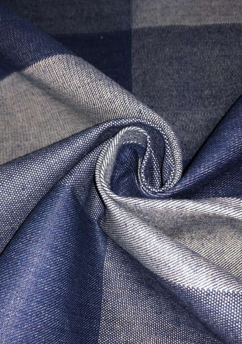 Blue Jacquard Cotton Denim Jacket Cords - Indya