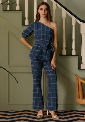 Dark Blue Patchwork Cotton Denim Co-Ord Set