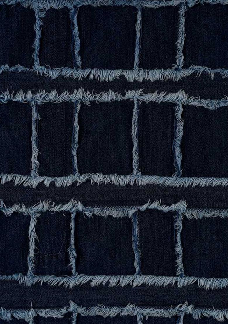 Dark Blue Patchwork Cotton Denim Co-Ord Set - Indya