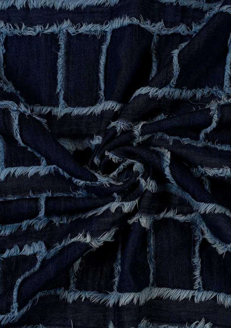 Dark Blue Patchwork Cotton Denim Co-Ord Set - Indya