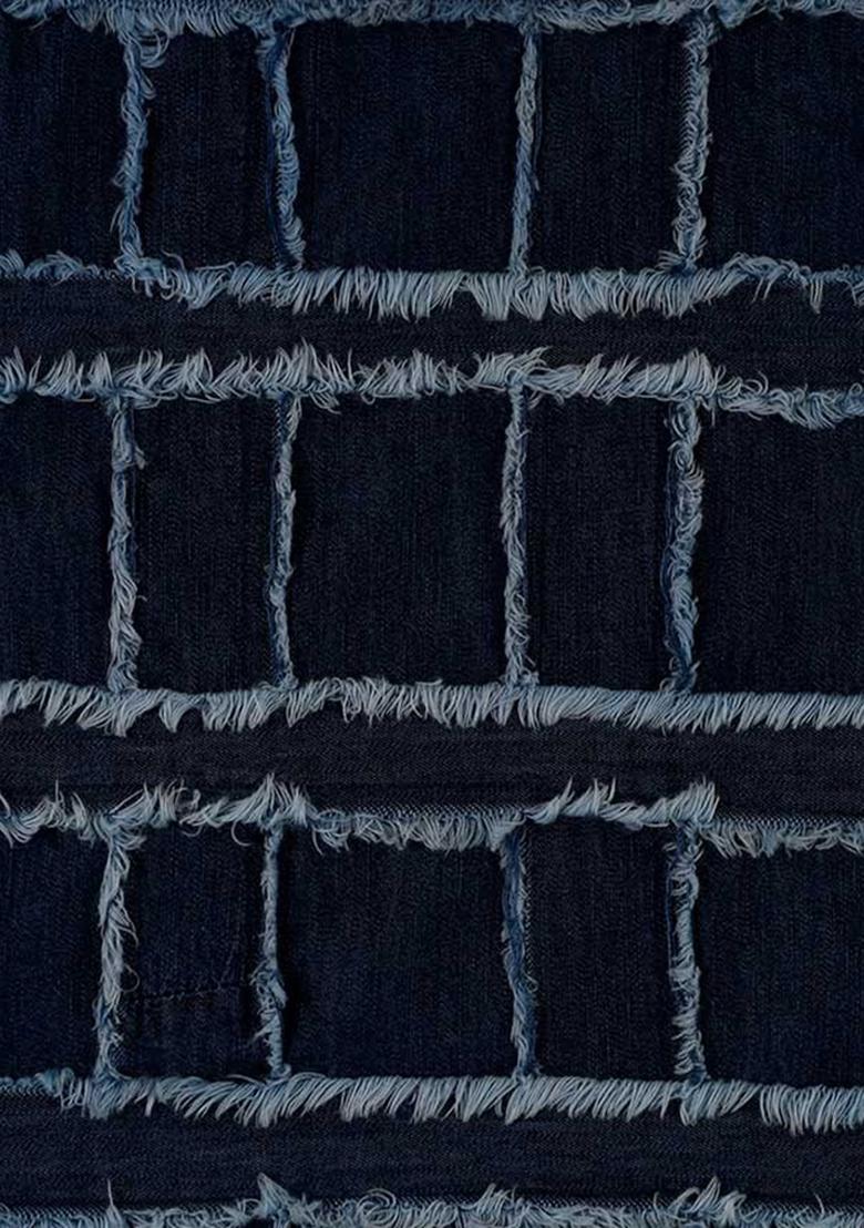 Dark Blue Patchwork Cotton Denim Co-Ord Set - Indya