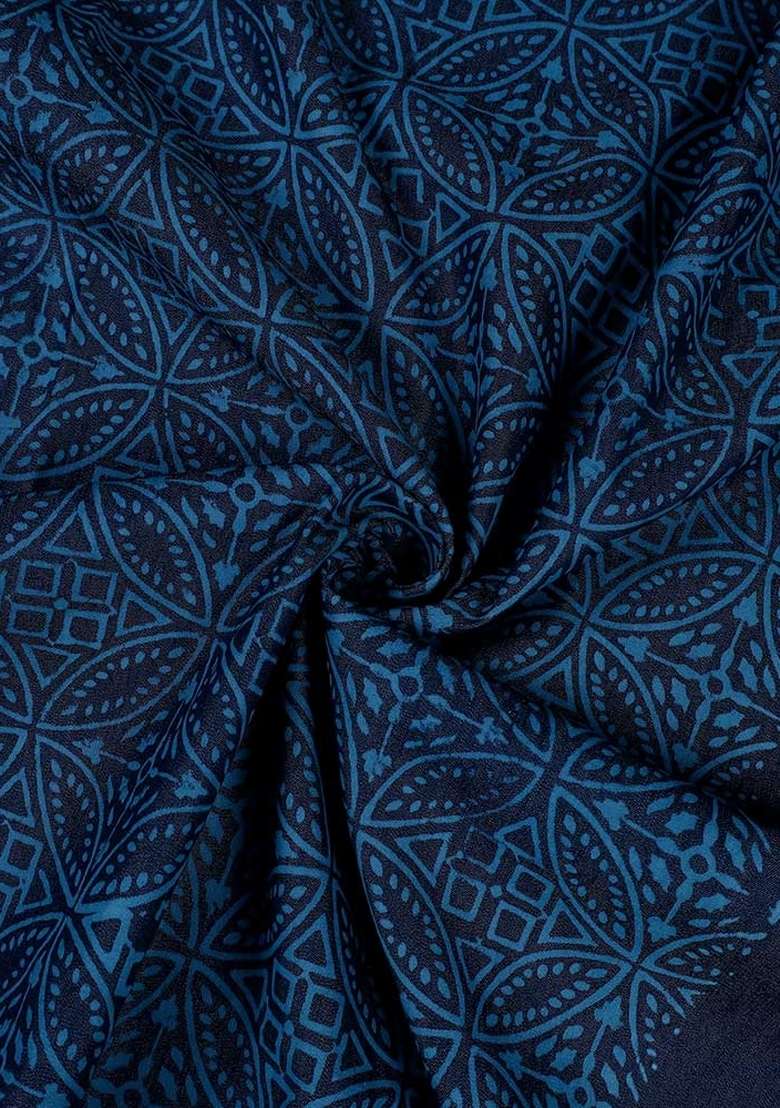 Blue Printed Denim Co-Ord Set - Indya
