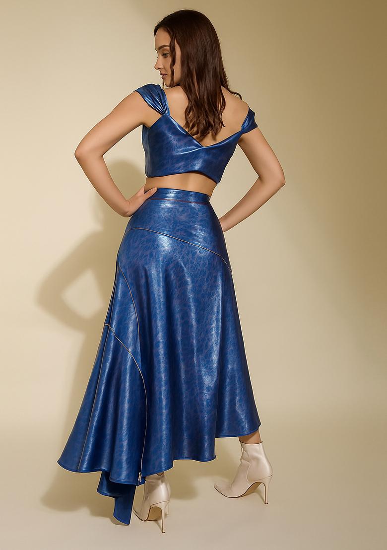 Blue Printed Denim Co-Ord Set - Indya