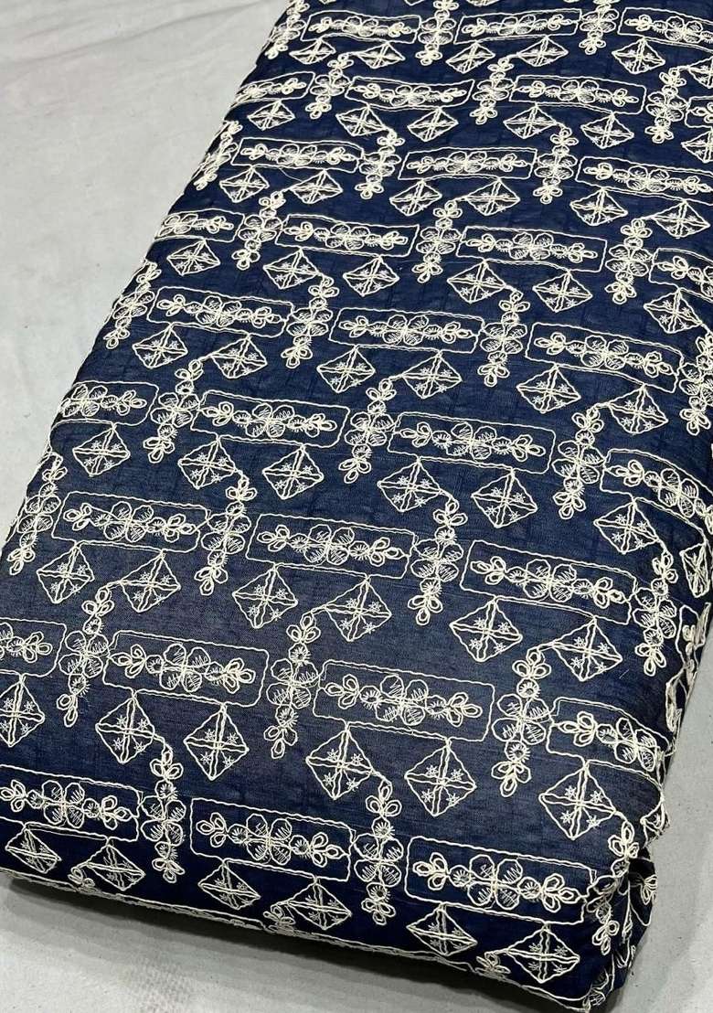 Navy Blue Embroidered Denim Co-Ord Set for Diwali and Festive Wear - Indya