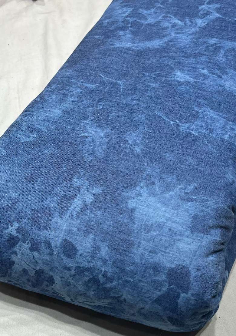 Sky Blue Printed Denim Co-Ord Set for Diwali and Festive Wear - Indya