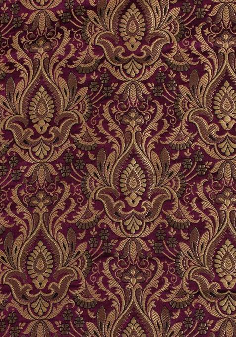 Brown Embroidered Brocade High Slit Skirt Set