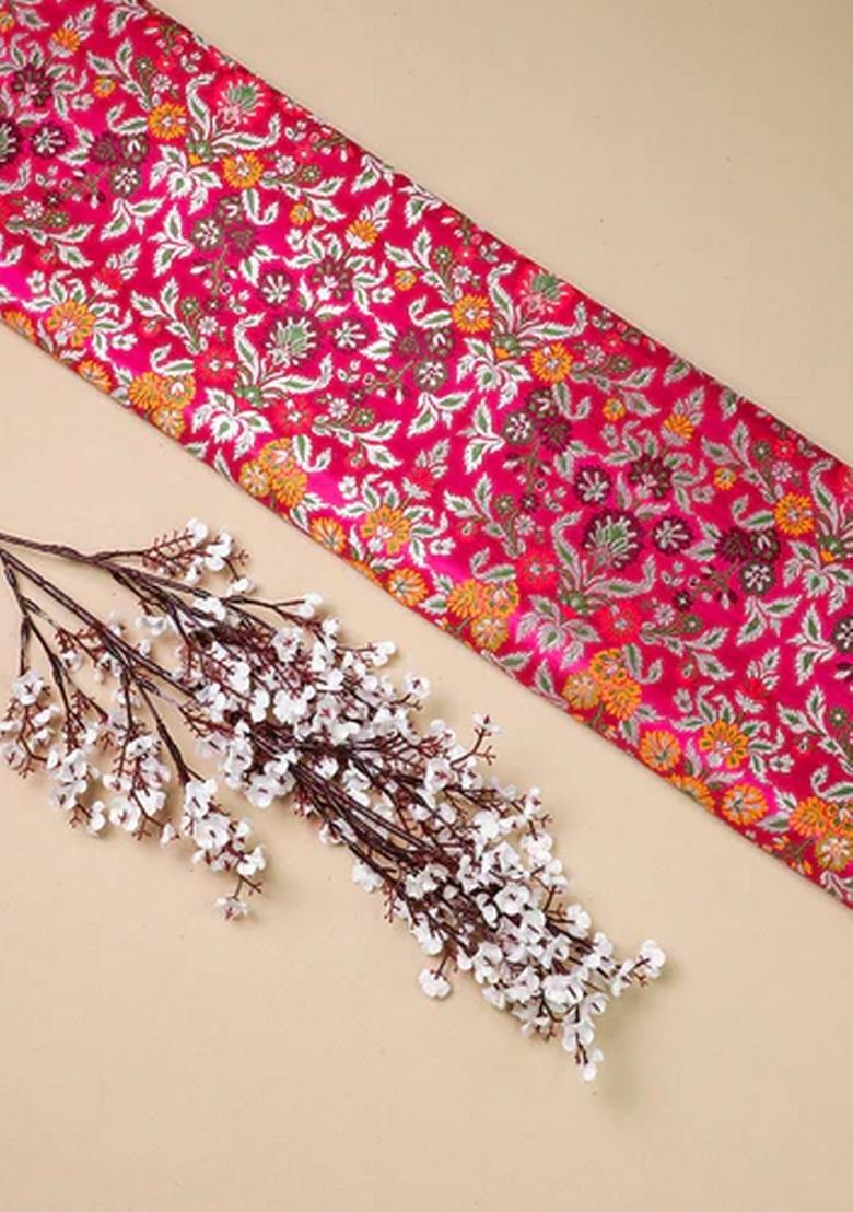 Magenta Embroidered Brocade Skirt Cord Set - Indya