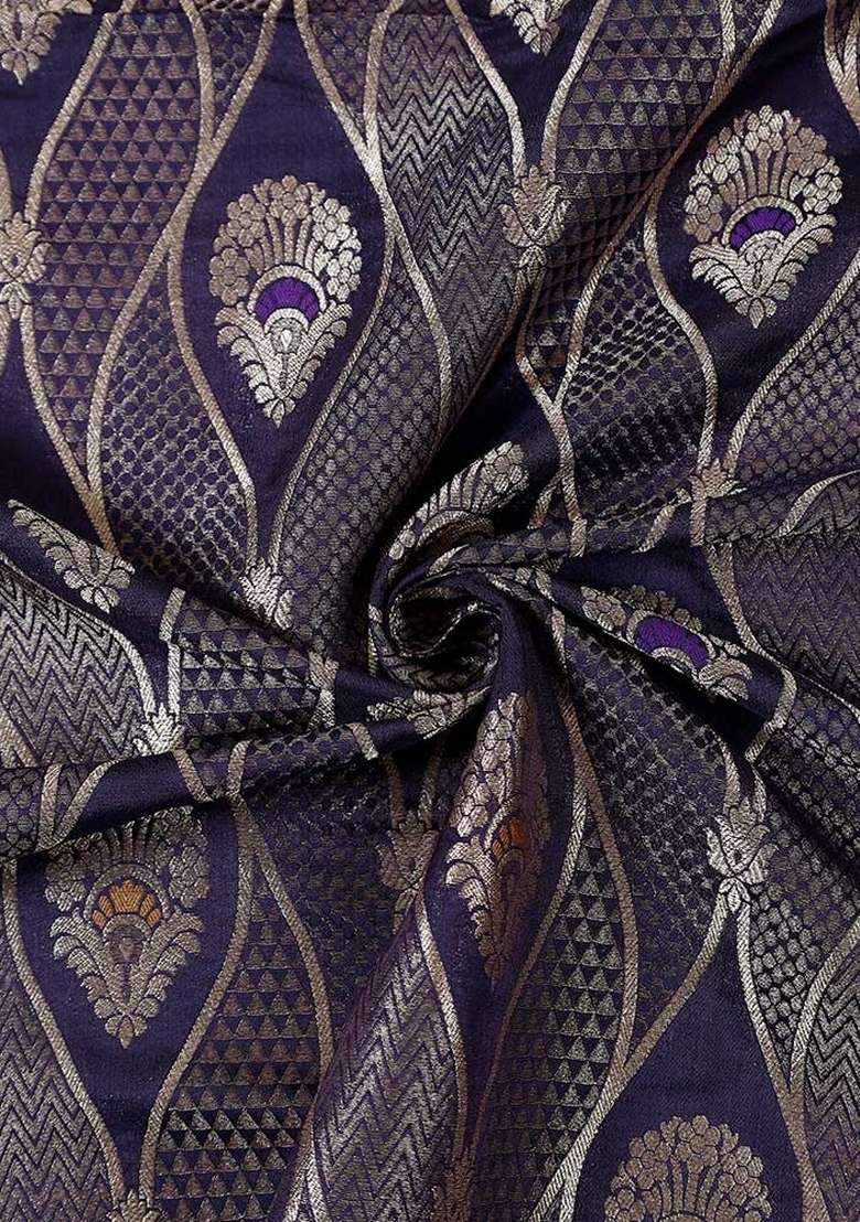 Purple Embroidered Brocade Skirt Cord Set - Indya
