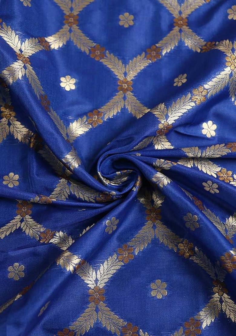 Navy Blue Embroidered Brocade Skirt Cord Set