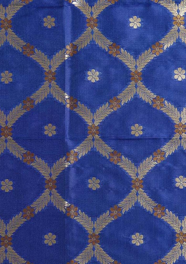 Navy Blue Embroidered Brocade Skirt Cord Set