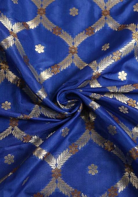 Navy Blue Embroidered Brocade Skirt Cord Set