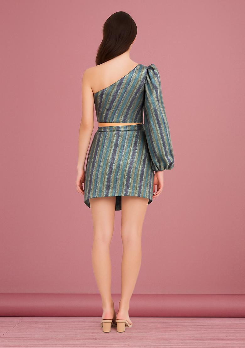 Multicolor Embroidered Brocade Skirt Cord Set - Indya