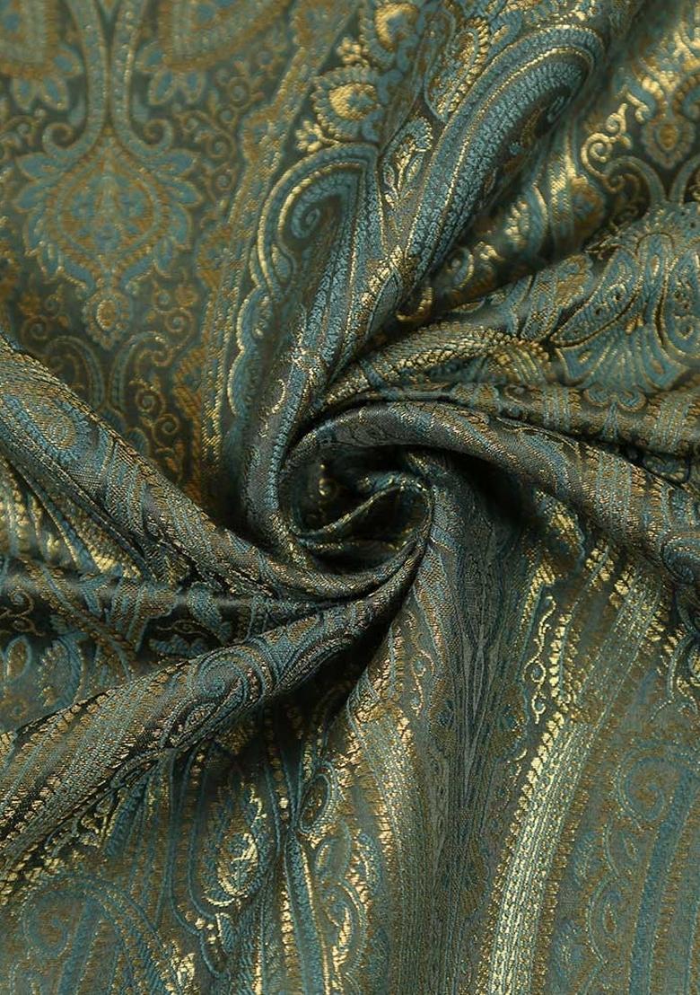 Green Embroidered Brocade Blazer Cords - Indya