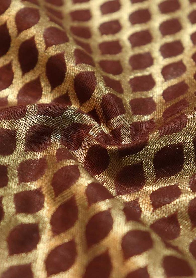 Brown Embroidered Brocade Blazer Cords