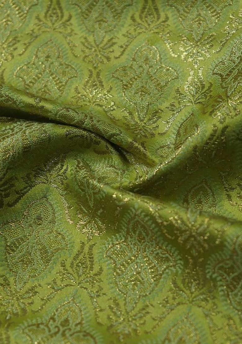 Green Embroidered Brocade Blazer Cords - Indya