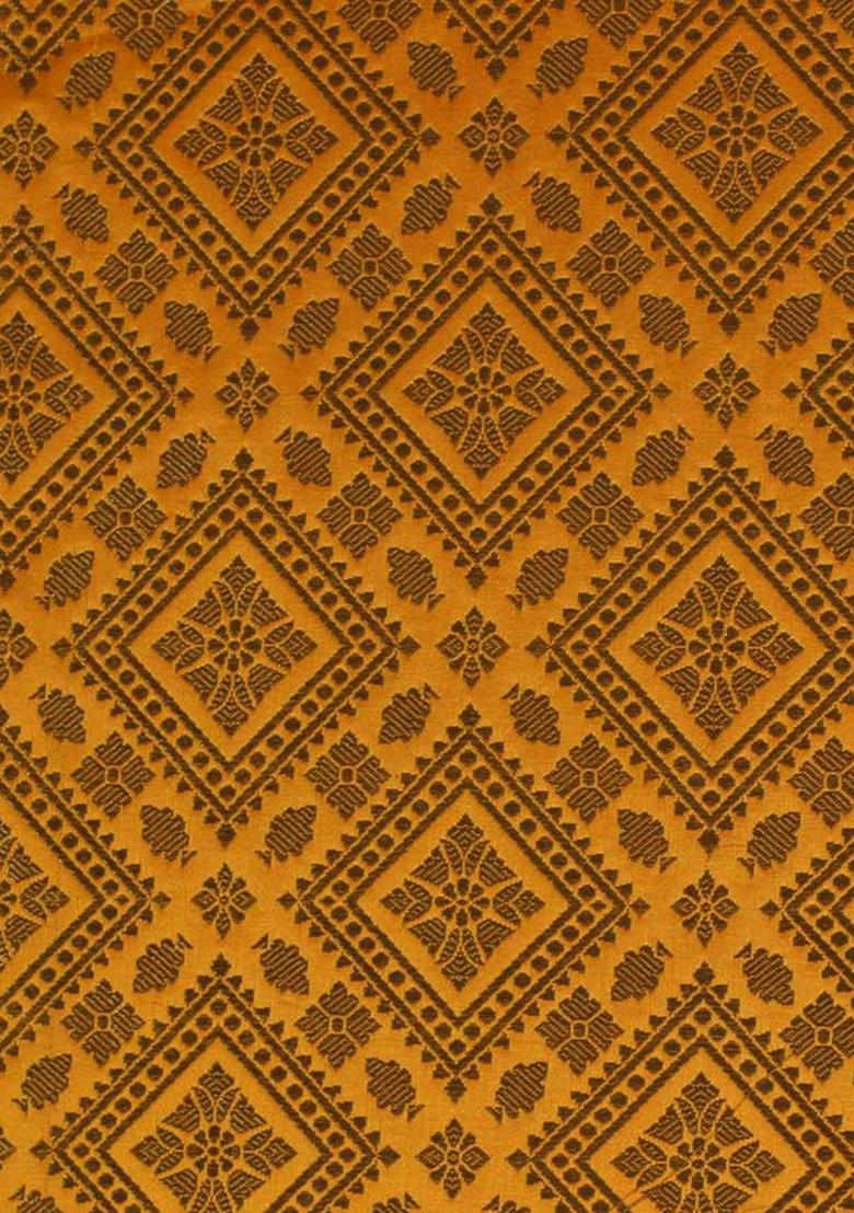 Yellow Embroidered Brocade Co-Ord Set - Indya